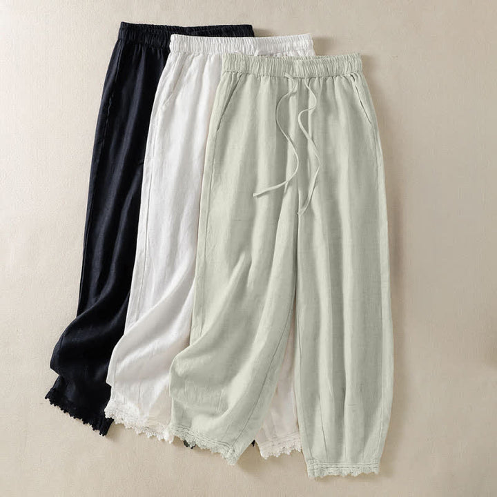 Buddha Stones Pantaloni harem estivi casual boho con coulisse, tinta unita, da donna, in ramia, con tasche. - image 28