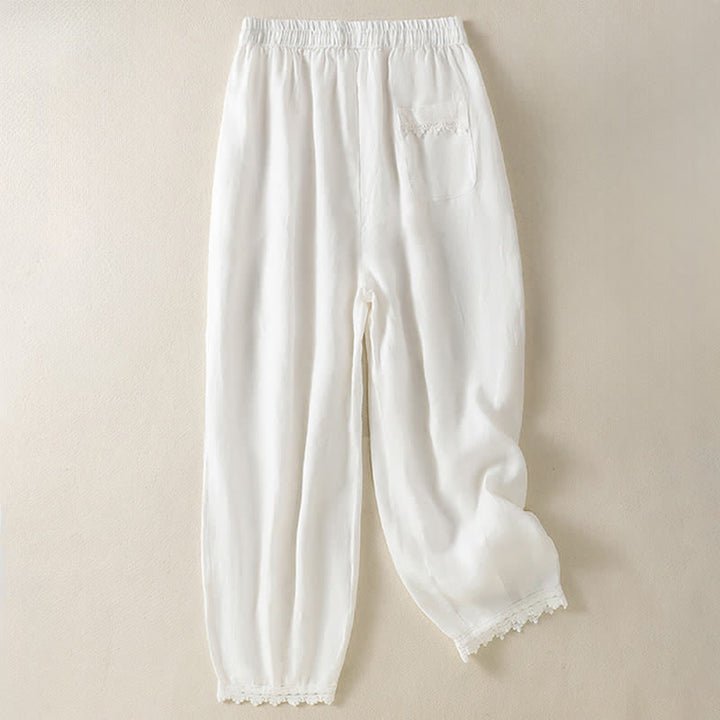 Buddha Stones Pantaloni harem estivi casual boho con coulisse, tinta unita, da donna, in ramia, con tasche. - image 21