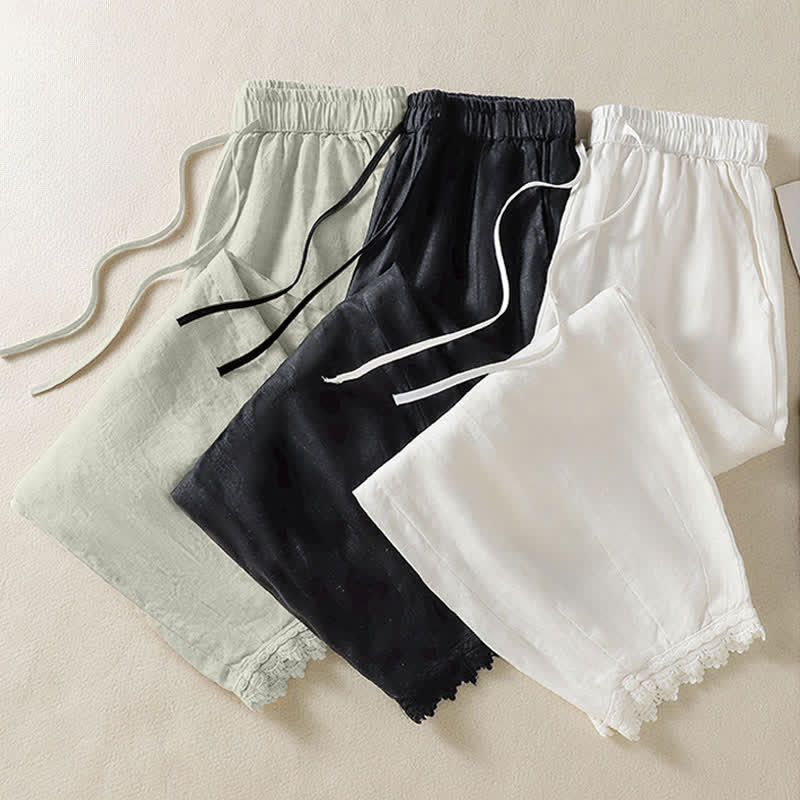 Buddha Stones Pantaloni harem estivi casual boho con coulisse, tinta unita, da donna, in ramia, con tasche. - image 29