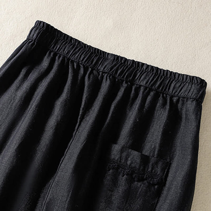 Buddha Stones Pantaloni harem estivi casual boho con coulisse, tinta unita, da donna, in ramia, con tasche. - image 16