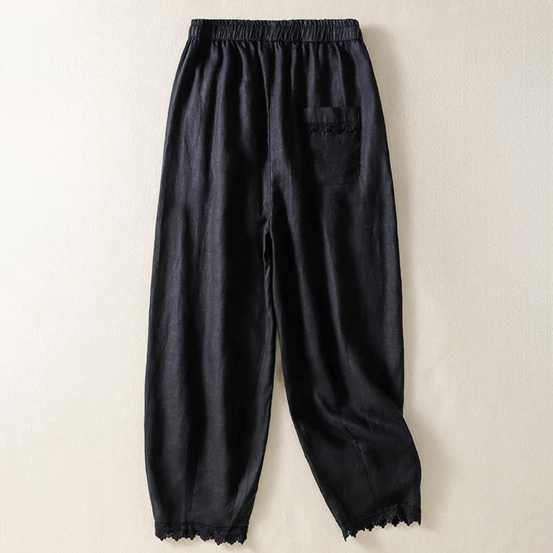 Buddha Stones Pantaloni harem estivi casual boho con coulisse, tinta unita, da donna, in ramia, con tasche. - image 13