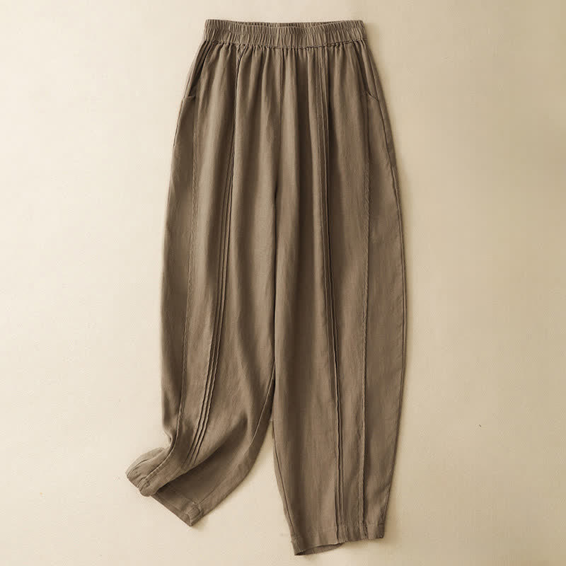 Buddha Stones Pantaloni estivi casual minimalisti a tinta unita, modello cropped con cucitura verticale, pantaloni harem da donna con tasche - Perù - US8-10, UK/AU12-14, EU40-42 (2XL) - image 16