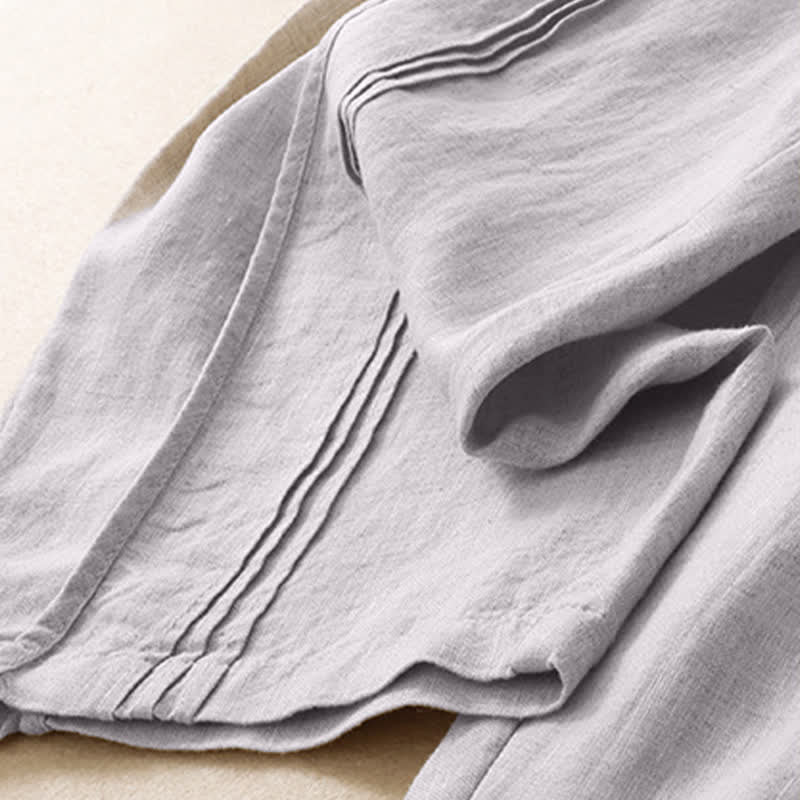 Buddha Stones Pantaloni estivi casual minimalisti a tinta unita, modello cropped con cucitura verticale, pantaloni harem da donna con tasche - image 7