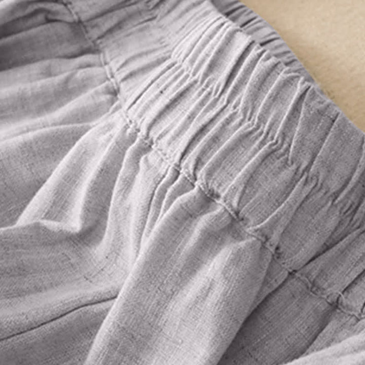 Buddha Stones Pantaloni estivi casual minimalisti a tinta unita, modello cropped con cucitura verticale, pantaloni harem da donna con tasche - image 5