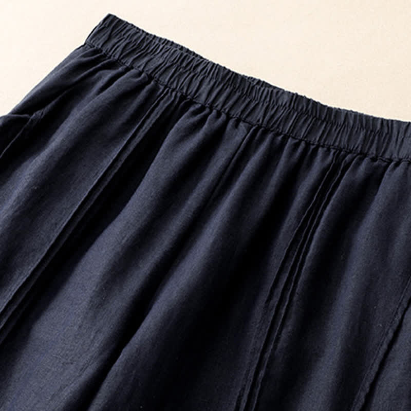 Buddha Stones Pantaloni estivi casual minimalisti a tinta unita, modello cropped con cucitura verticale, pantaloni harem da donna con tasche - image 12