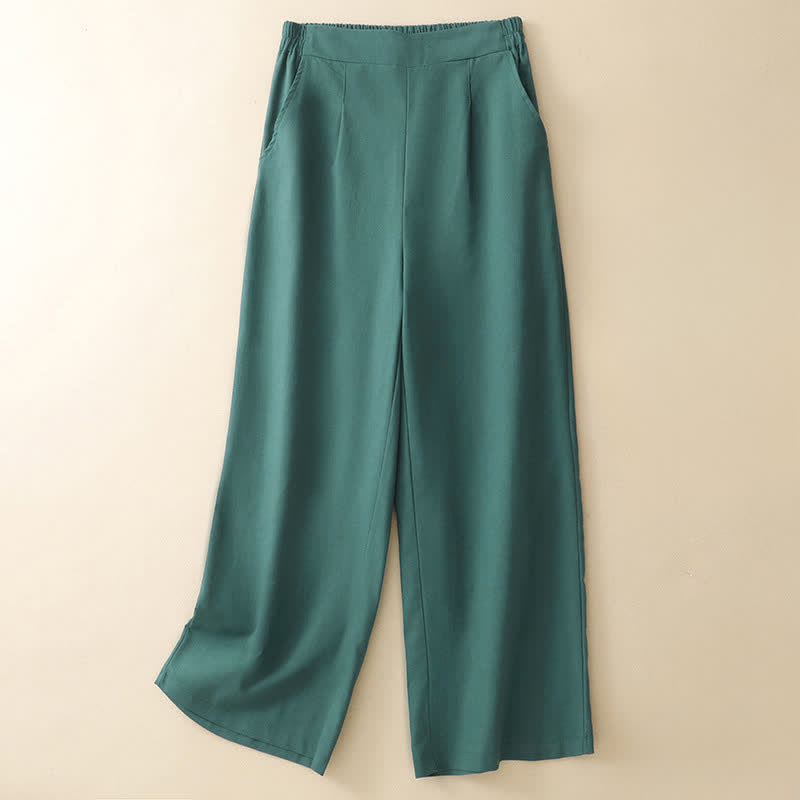 Buddha Stones Pantaloni corti estivi minimalisti ed eleganti da donna, a gamba dritta e con tasche. - Verde acqua - US8-10, UK/AU12-14, EU40-42 (2XL) - image 0