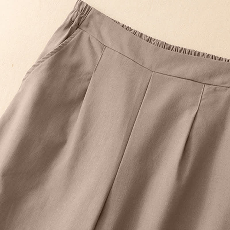 Buddha Stones Pantaloni corti estivi minimalisti ed eleganti da donna, a gamba dritta e con tasche. - image 12