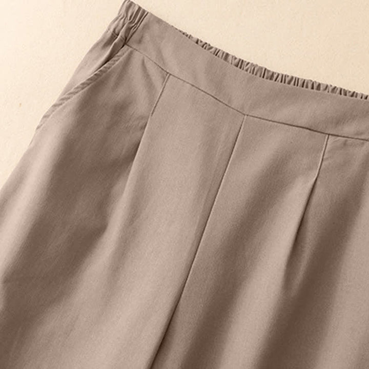 Buddha Stones Pantaloni corti estivi minimalisti ed eleganti da donna, a gamba dritta e con tasche. - image 12