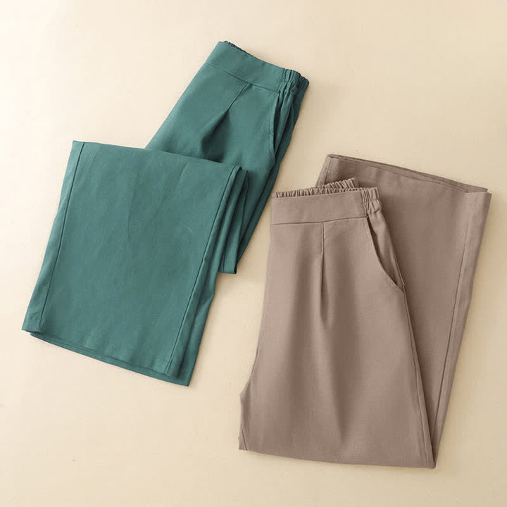 Buddha Stones Pantaloni corti estivi minimalisti ed eleganti da donna, a gamba dritta e con tasche. - image 20