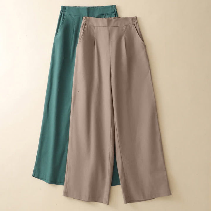 Buddha Stones Pantaloni corti estivi minimalisti ed eleganti da donna, a gamba dritta e con tasche. - image 19