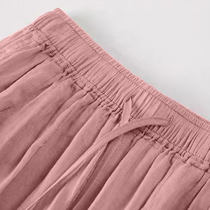 Buddha Stones Pantaloni capri estivi casual boho con coulisse, tinta unita, da donna, gamba larga con tasche - image 20