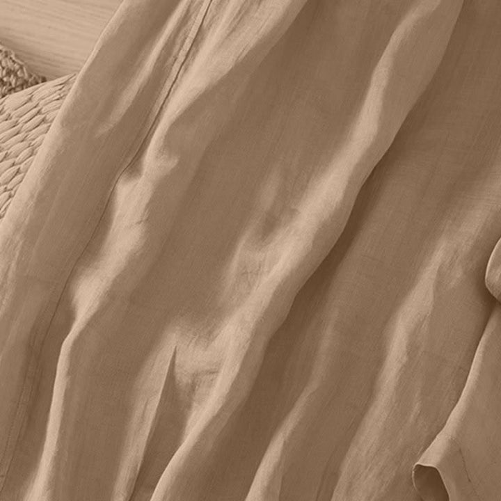 Buddha Stones Pantaloni capri estivi casual boho con coulisse, tinta unita, da donna, gamba larga con tasche - image 3