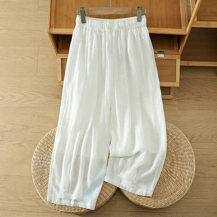 Buddha Stones Pantaloni capri estivi casual boho con coulisse, tinta unita, da donna, gamba larga con tasche - Bianco - US8-10, UK/AU12-14, EU40-42 (2XL) - image 40