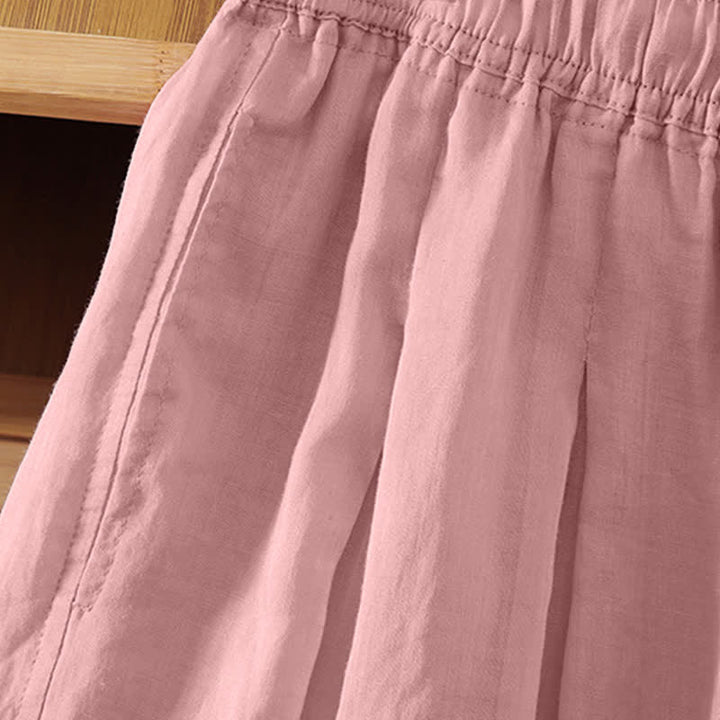 Buddha Stones Pantaloni capri estivi casual boho con coulisse, tinta unita, da donna, gamba larga con tasche - image 22