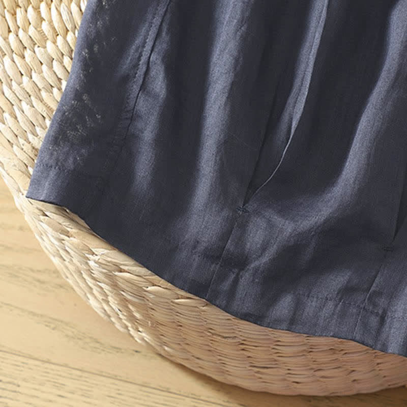 Buddha Stones Pantaloni capri estivi casual boho con coulisse, tinta unita, da donna, gamba larga con tasche - image 13