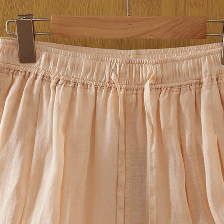 Buddha Stones Pantaloni capri estivi casual boho con coulisse, tinta unita, da donna, gamba larga con tasche - image 35