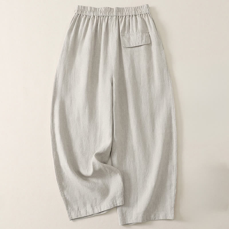 Buddha Stones Pantaloni estivi casual minimalisti con coulisse, tinta unita, a gamba larga e tasche, da donna. - image 13