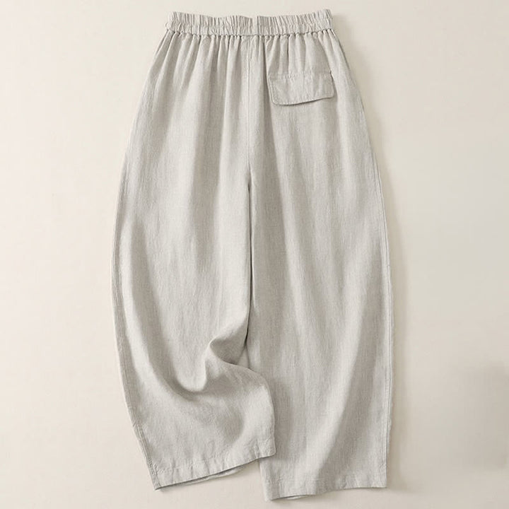 Buddha Stones Pantaloni estivi casual minimalisti con coulisse, tinta unita, a gamba larga e tasche, da donna. - image 13