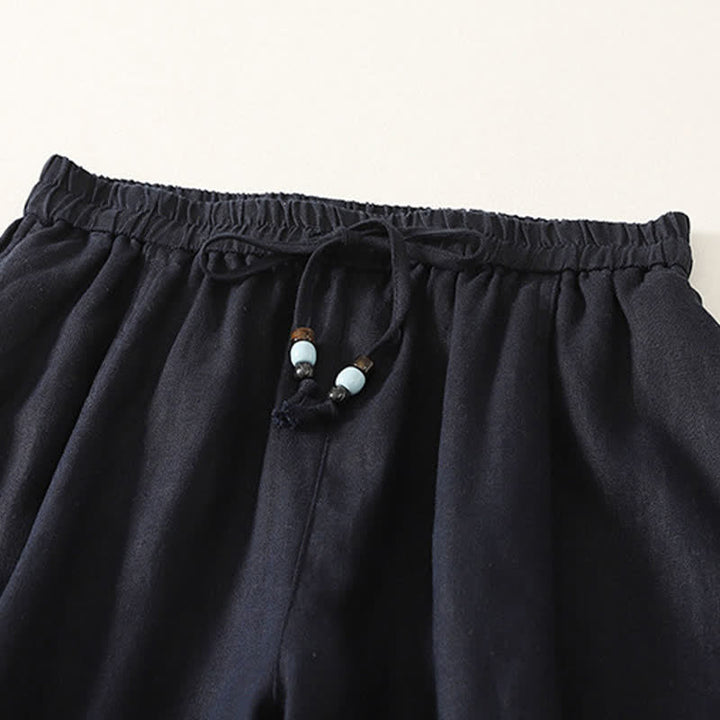 Buddha Stones Pantaloni estivi casual minimalisti con coulisse, tinta unita, a gamba larga e tasche, da donna. - image 5
