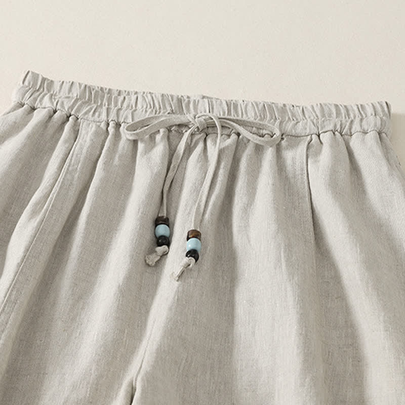 Buddha Stones Pantaloni estivi casual minimalisti con coulisse, tinta unita, a gamba larga e tasche, da donna. - image 14