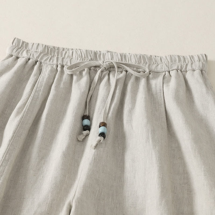 Buddha Stones Pantaloni estivi casual minimalisti con coulisse, tinta unita, a gamba larga e tasche, da donna. - image 14