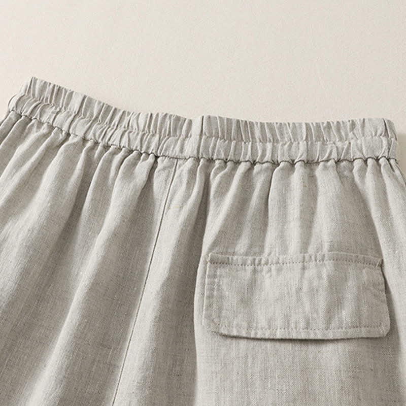 Buddha Stones Pantaloni estivi casual minimalisti con coulisse, tinta unita, a gamba larga e tasche, da donna. - image 18