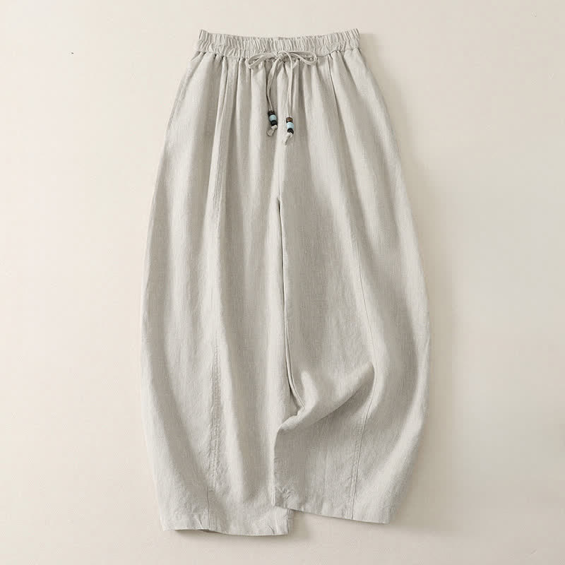 Buddha Stones Pantaloni estivi casual minimalisti con coulisse, tinta unita, a gamba larga e tasche, da donna. - Biancheria - US8-10, UK/AU12-14, EU40-42 (2XL) - image 12