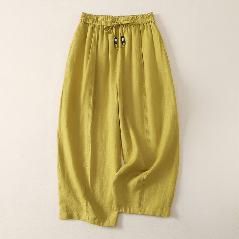 Buddha Stones Pantaloni estivi casual minimalisti con coulisse, tinta unita, a gamba larga e tasche, da donna. - Verga d'oro - US8-10, UK/AU12-14, EU40-42 (2XL) - image 8