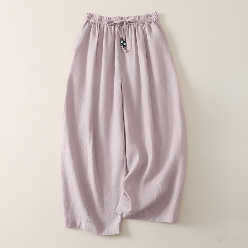 Buddha Stones Pantaloni estivi casual minimalisti con coulisse, tinta unita, a gamba larga e tasche, da donna. - Rosa lavanda - US8-10, UK/AU12-14, EU40-42 (2XL) - image 0