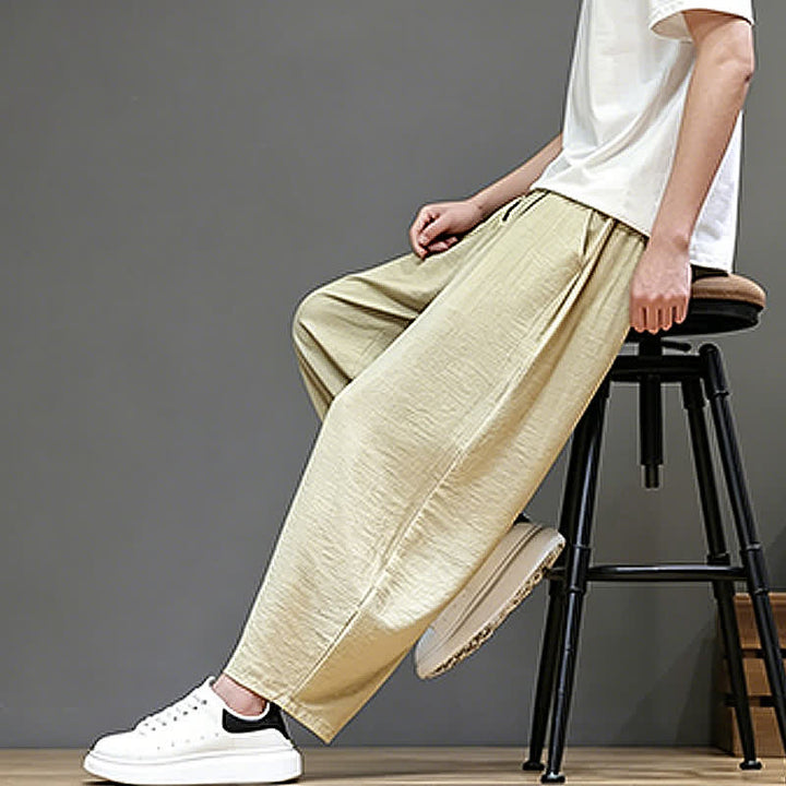Buddha Stones Pantaloni corti estivi casual minimalisti con coulisse, modello harem da uomo con tasca - image 40