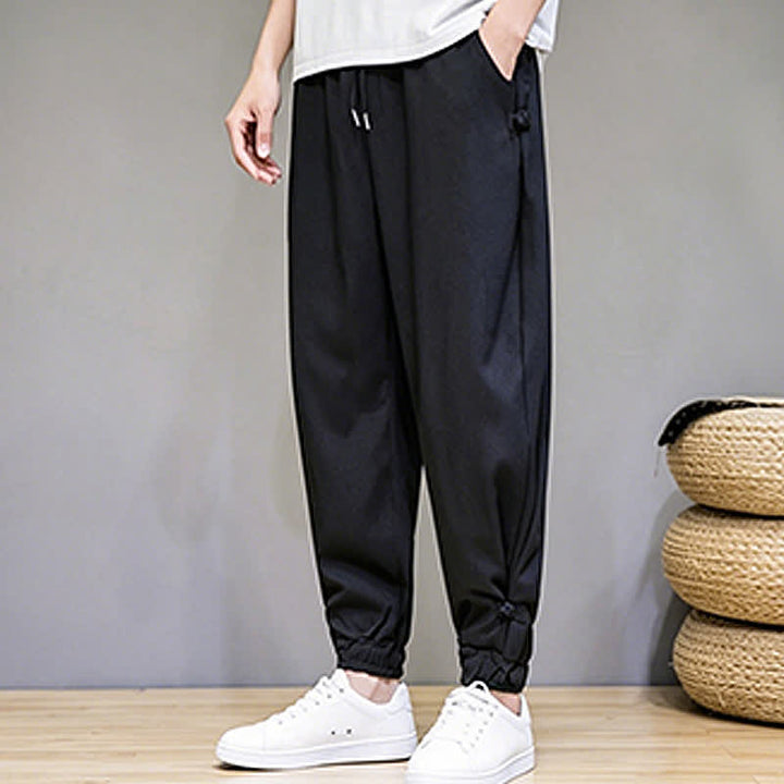 Buddha Stones Pantaloni capri estivi casual minimalisti con coulisse, tinta unita, da uomo, affusolati con tasca - image 18
