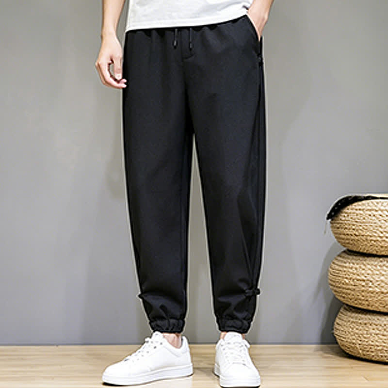 Buddha Stones Pantaloni capri estivi casual minimalisti con coulisse, tinta unita, da uomo, affusolati con tasca - image 20