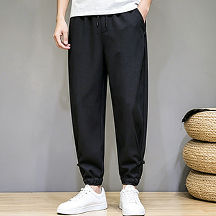 Buddha Stones Pantaloni capri estivi casual minimalisti con coulisse, tinta unita, da uomo, affusolati con tasca - image 20