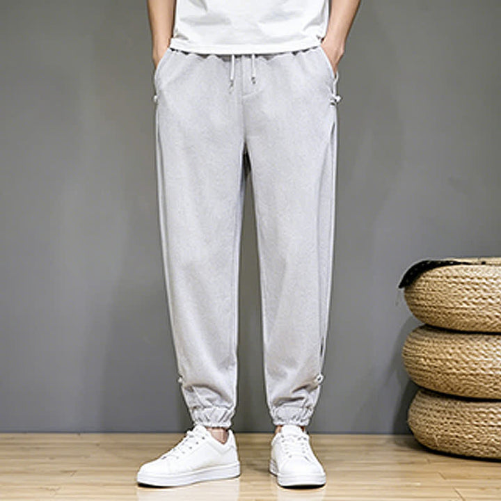 Buddha Stones Pantaloni capri estivi casual minimalisti con coulisse, tinta unita, da uomo, affusolati con tasca - image 6