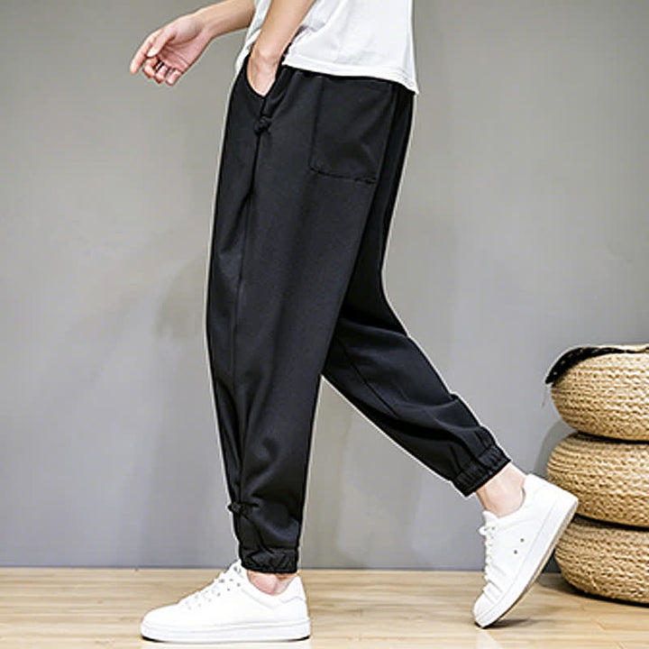 Buddha Stones Pantaloni capri estivi casual minimalisti con coulisse, tinta unita, da uomo, affusolati con tasca - image 19