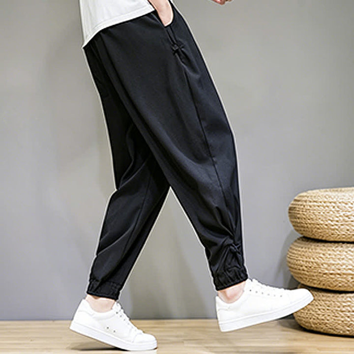Buddha Stones Pantaloni capri estivi casual minimalisti con coulisse, tinta unita, da uomo, affusolati con tasca - image 23