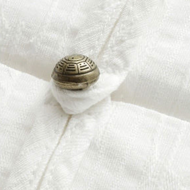 Buddha Stones Camicia da uomo estiva stile Tang, casual, con colletto alla coreana, bottoni a rana, maniche a tre quarti e tasche. - image 7