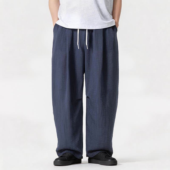 Buddha Stones Pantaloni lunghi da uomo a gamba dritta, minimalisti, con coulisse, tinta unita, per primavera/estate, casual ed eleganti, con tasca. - image 1