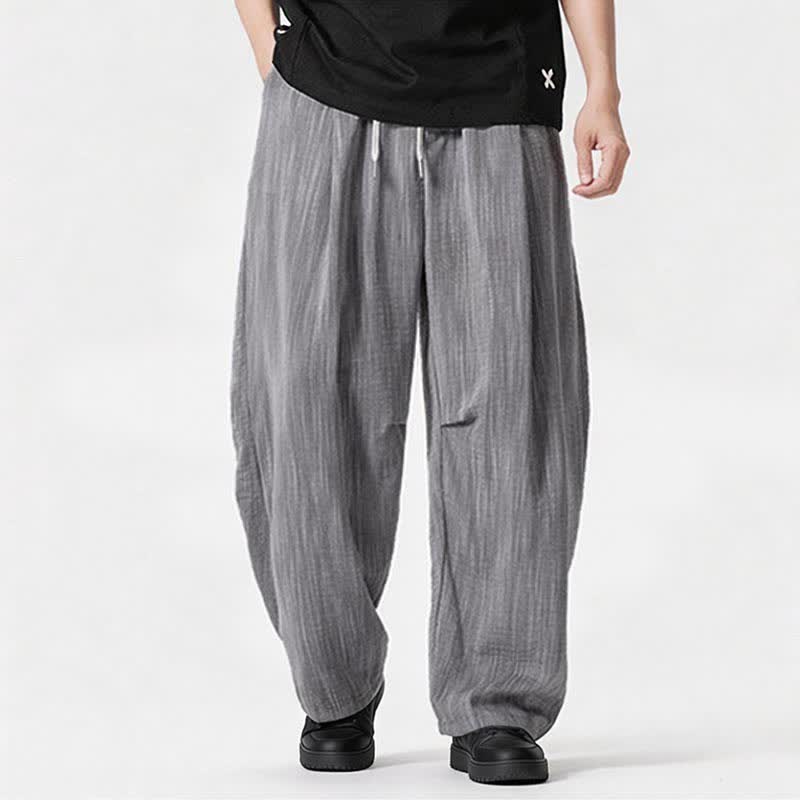 Buddha Stones Pantaloni lunghi da uomo a gamba dritta, minimalisti, con coulisse, tinta unita, per primavera/estate, casual ed eleganti, con tasca. - Grigio - US/UK/AU46, EU56 (5XL) - image 23
