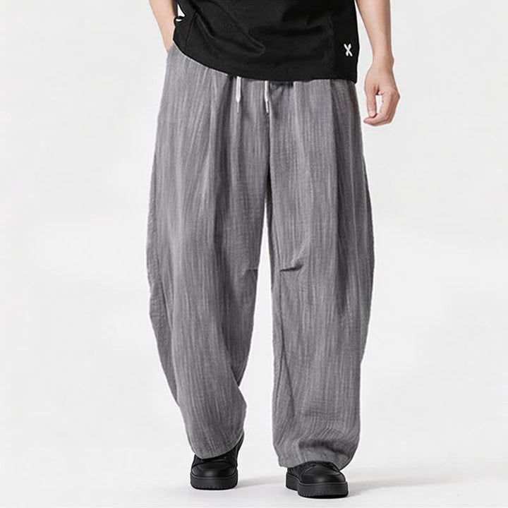 Buddha Stones Pantaloni lunghi da uomo a gamba dritta, minimalisti, con coulisse, tinta unita, per primavera/estate, casual ed eleganti, con tasca. - Grigio - US/UK/AU46, EU56 (5XL) - image 23