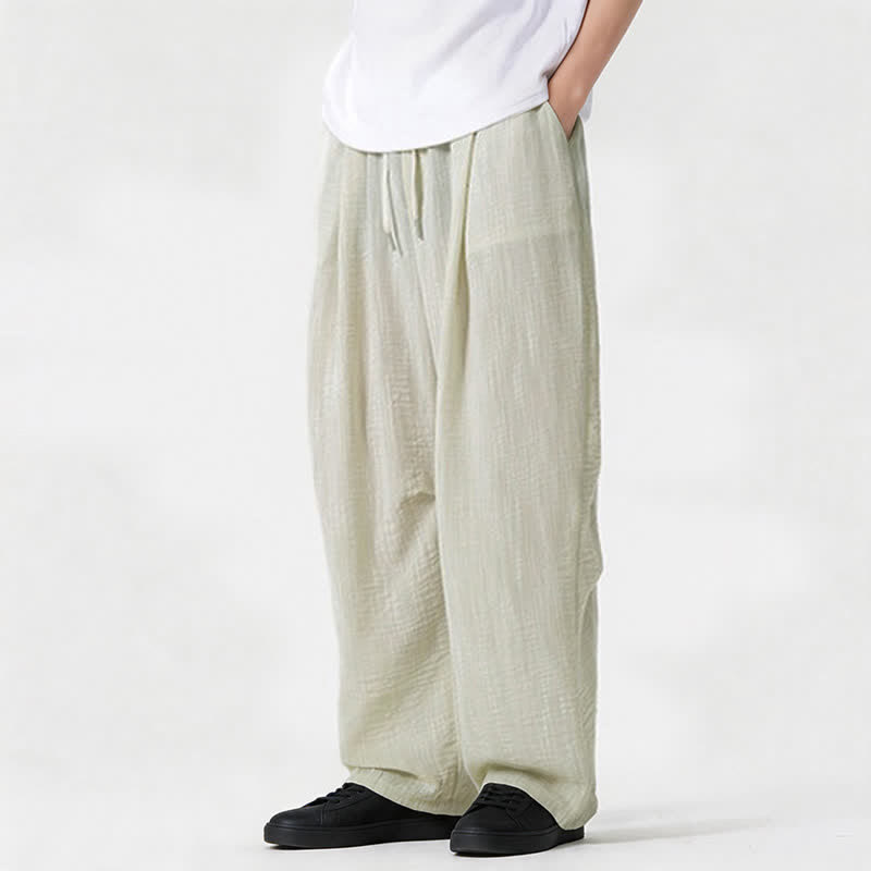 Buddha Stones Pantaloni lunghi da uomo a gamba dritta, minimalisti, con coulisse, tinta unita, per primavera/estate, casual ed eleganti, con tasca. - image 16