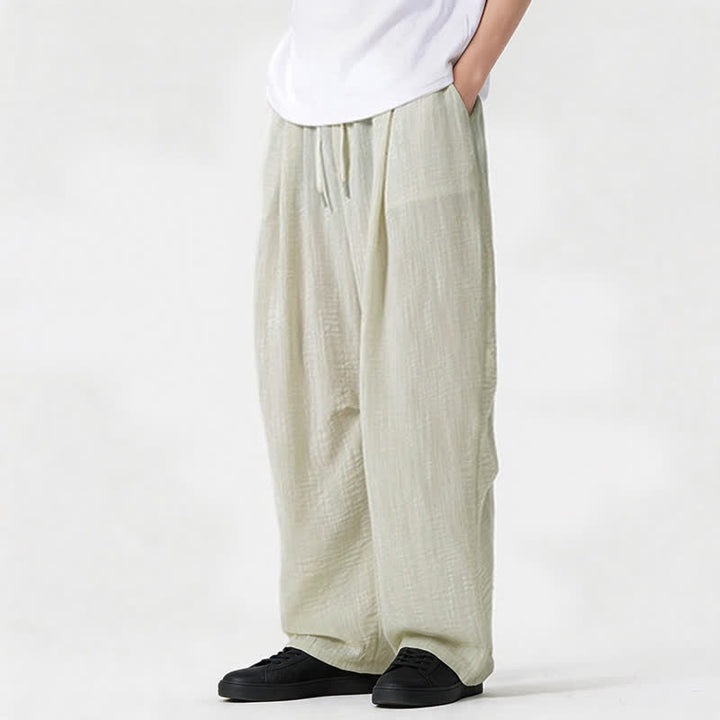 Buddha Stones Pantaloni lunghi da uomo a gamba dritta, minimalisti, con coulisse, tinta unita, per primavera/estate, casual ed eleganti, con tasca. - image 16