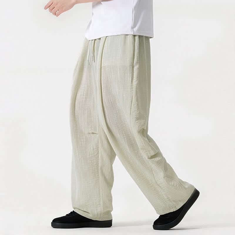 Buddha Stones Pantaloni lunghi da uomo a gamba dritta, minimalisti, con coulisse, tinta unita, per primavera/estate, casual ed eleganti, con tasca. - image 17