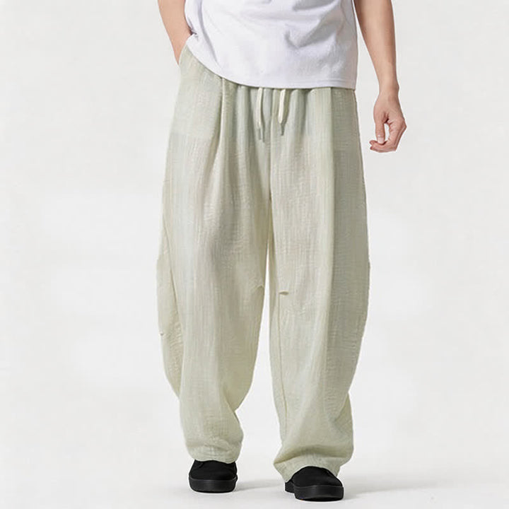Buddha Stones Pantaloni lunghi da uomo a gamba dritta, minimalisti, con coulisse, tinta unita, per primavera/estate, casual ed eleganti, con tasca. - Beige - US/UK/AU46, EU56 (5XL) - image 15