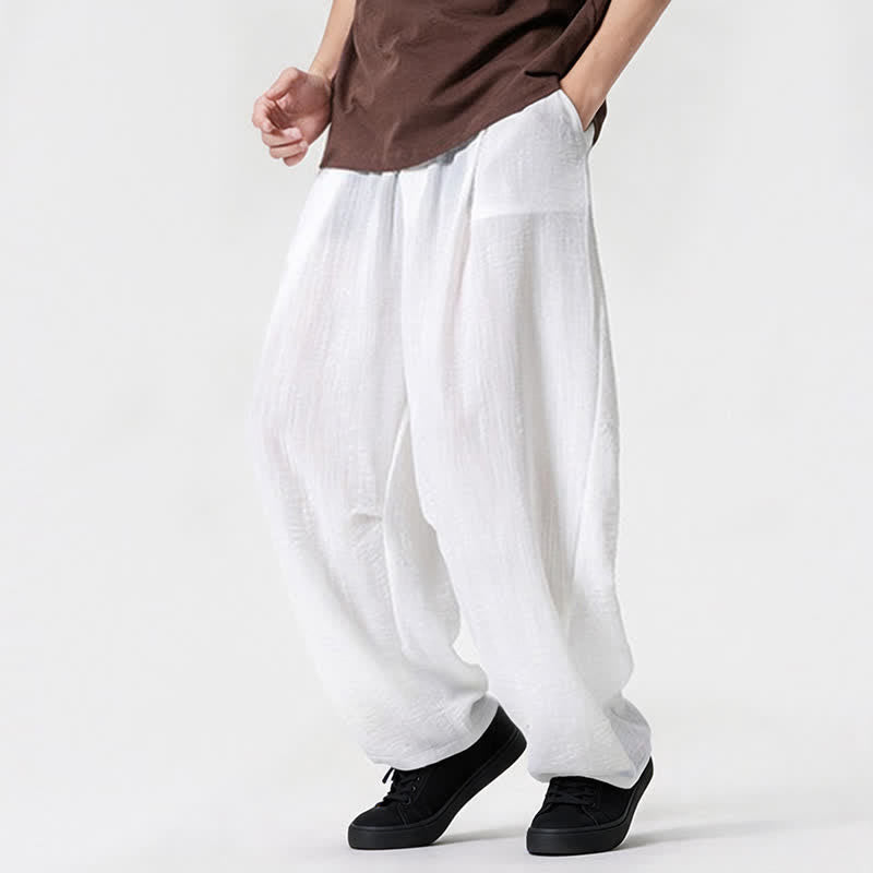 Buddha Stones Pantaloni lunghi da uomo a gamba dritta, minimalisti, con coulisse, tinta unita, per primavera/estate, casual ed eleganti, con tasca. - image 9