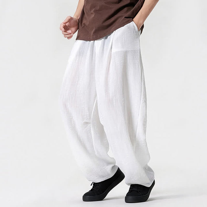 Buddha Stones Pantaloni lunghi da uomo a gamba dritta, minimalisti, con coulisse, tinta unita, per primavera/estate, casual ed eleganti, con tasca. - image 9