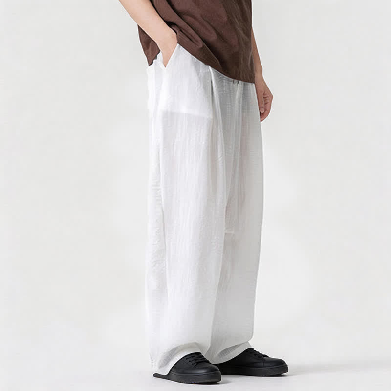 Buddha Stones Pantaloni lunghi da uomo a gamba dritta, minimalisti, con coulisse, tinta unita, per primavera/estate, casual ed eleganti, con tasca. - image 14