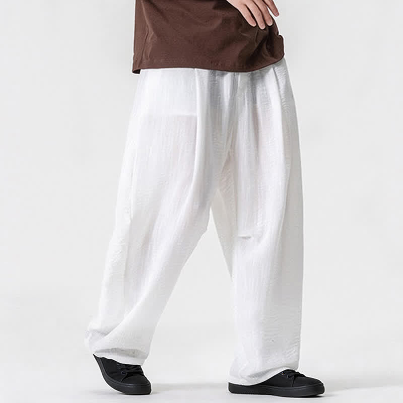 Buddha Stones Pantaloni lunghi da uomo a gamba dritta, minimalisti, con coulisse, tinta unita, per primavera/estate, casual ed eleganti, con tasca. - image 12