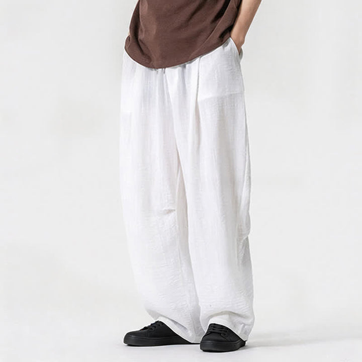 Buddha Stones Pantaloni lunghi da uomo a gamba dritta, minimalisti, con coulisse, tinta unita, per primavera/estate, casual ed eleganti, con tasca. - image 10