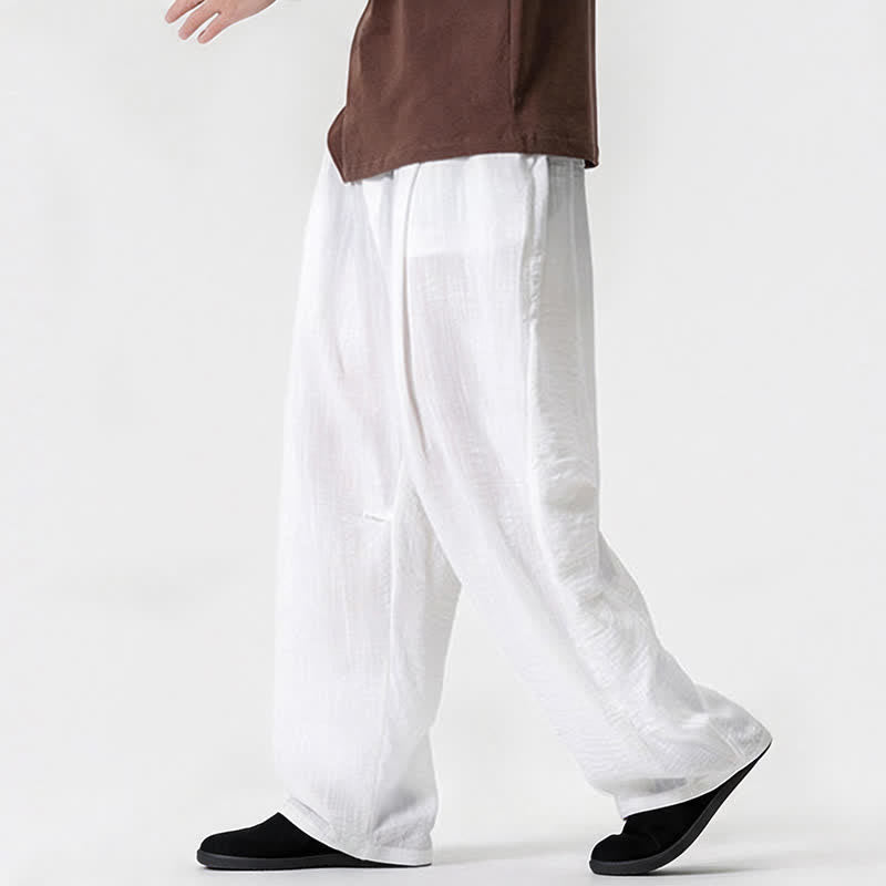 Buddha Stones Pantaloni lunghi da uomo a gamba dritta, minimalisti, con coulisse, tinta unita, per primavera/estate, casual ed eleganti, con tasca. - image 13
